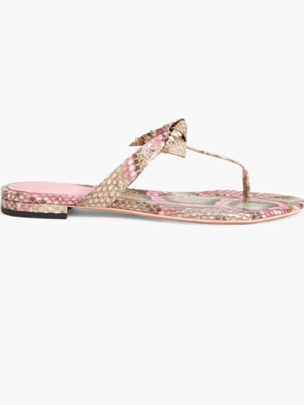 Alexandre Birman Pink Clarita python thong sandals with knotted bow detail, sz37